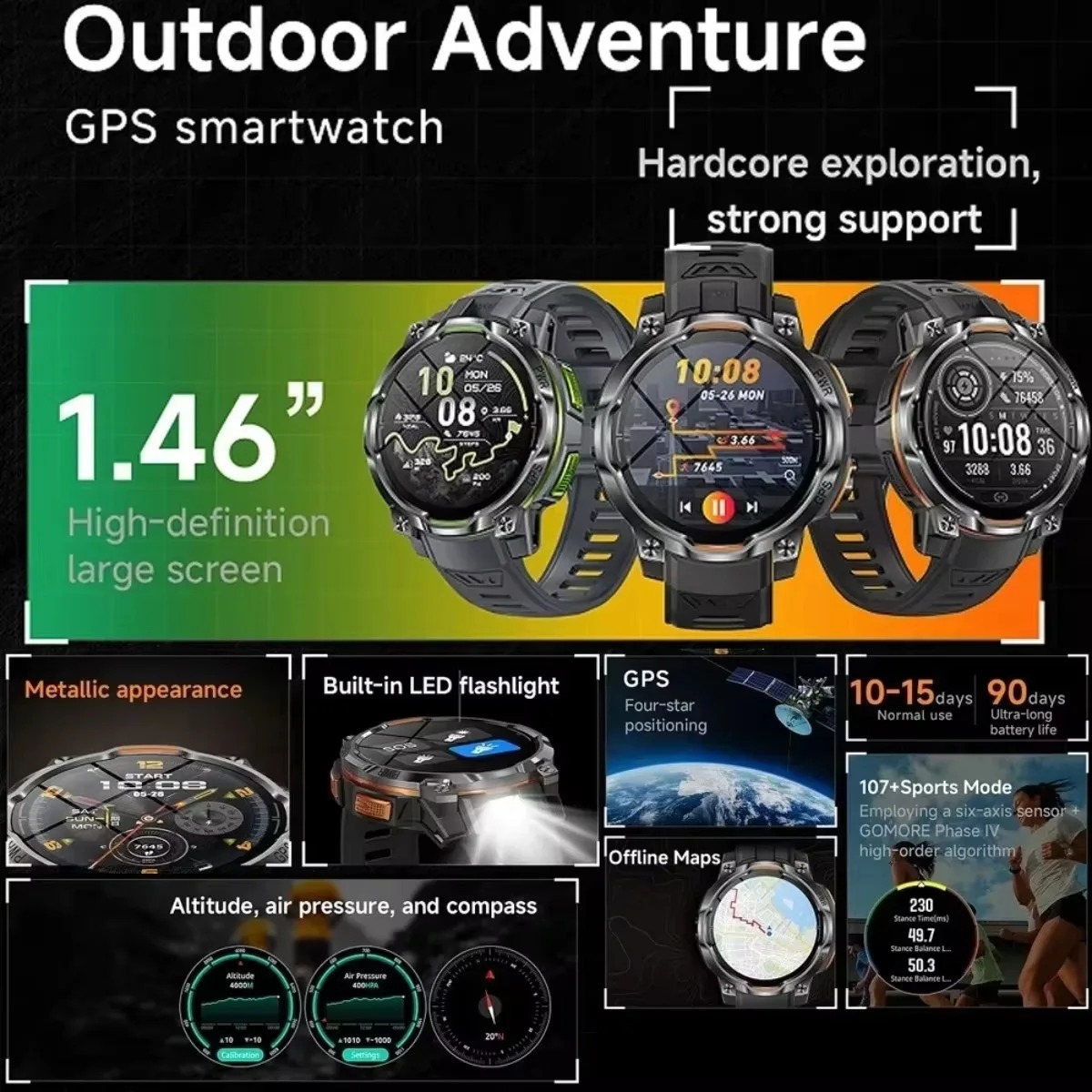 Relógio inteligente GPS profis - Altimeter Compass Watch avaliação e preço